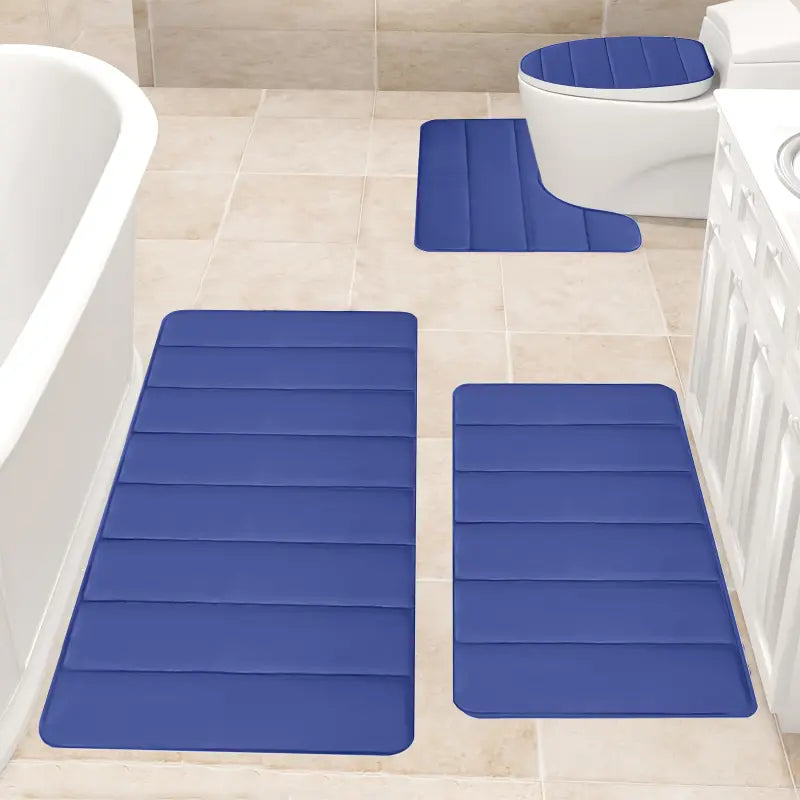 Memory Foam Bath Mat Set, Bathroom Rugs For 3pcs/ 4pcs, Toilet Mats, Soft Comfortable Memory Foam Bath Mat, Water Absorption, Non-slip Bathroom Mat Set, Thick Bathroom Rug Set, Machine Washable, Easier To Dry For Floor Mats