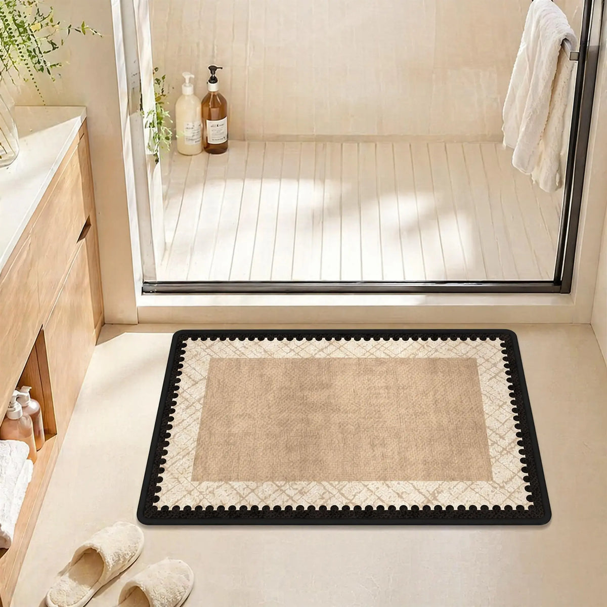 Bathroom Mat, Breathable Quick-Dry Fiber, Non-Slip Bottom, Suitable for Bathrooms and Laundry Areas