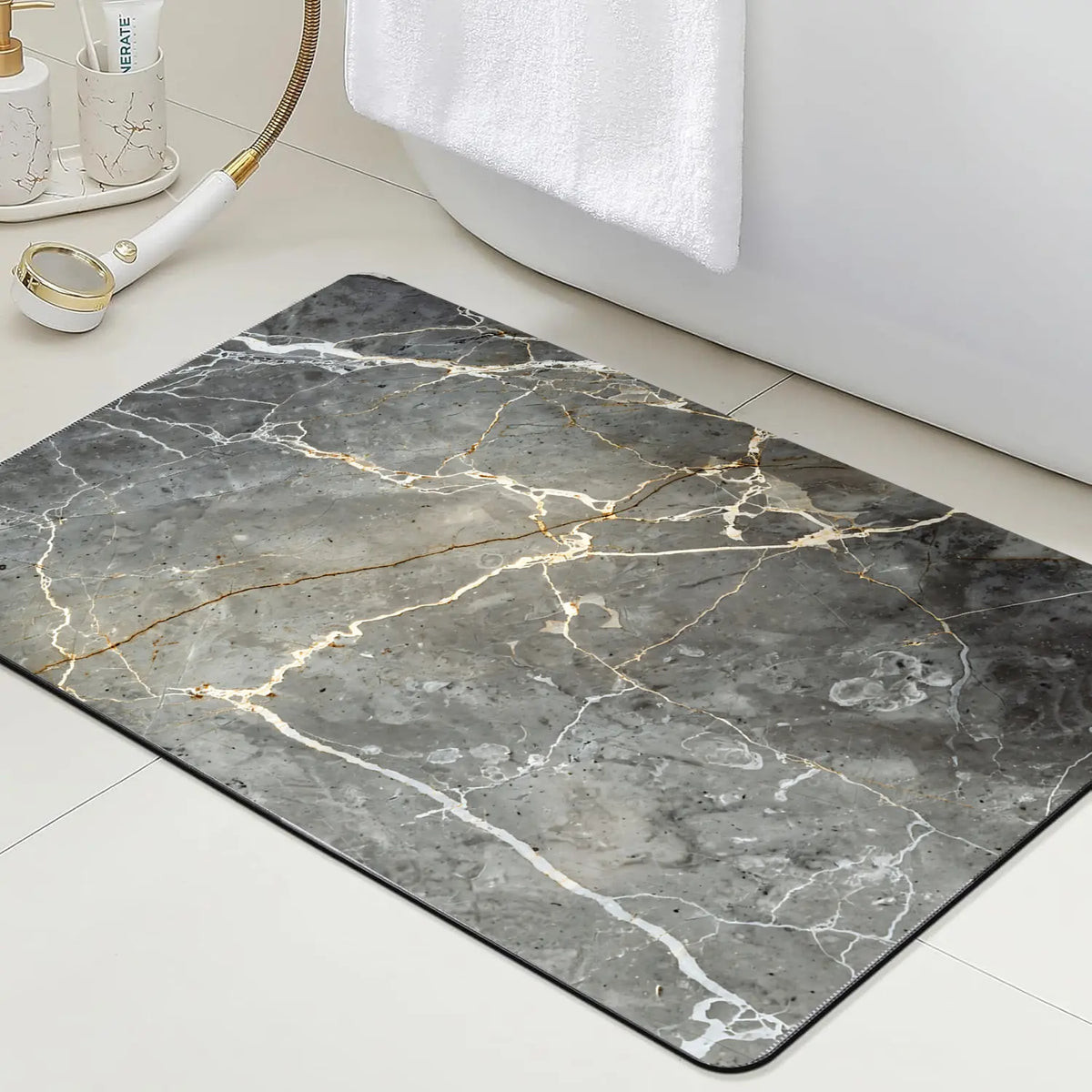 1pc Diatomite Bath Mat Suitable for Shower, Bathtub & Door - Super Absorbent Quick-Dry Non-Slip Bath with Soft Diatom Mud & Backing, Modern Bath Carpet for Bathroom, for Home Decor