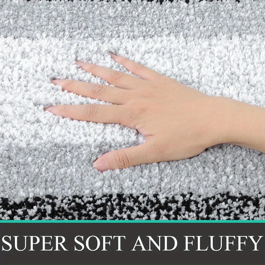 Home Bathroom 2-Piece Rug Set - Non-Slip Plush Microfiber Bath Mat, U-Shaped Toilet Mat, Absorbent Machine-Washable Supply