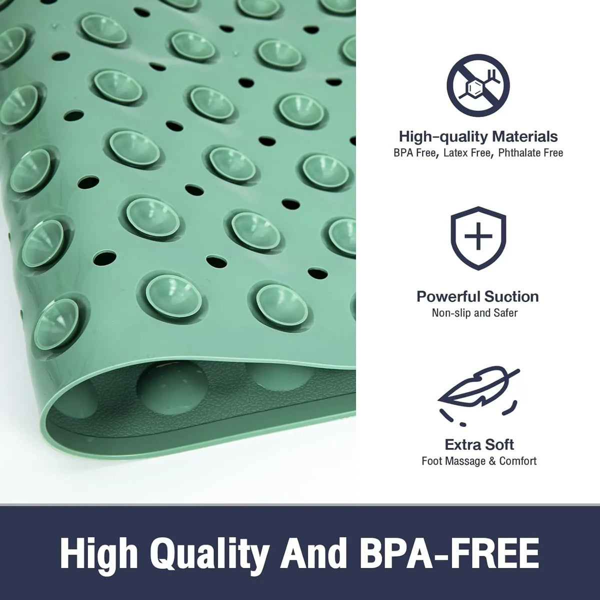 1pc PVC Bathtub Mat with Drain Holes, Nonslip Bathtub Mat, Non-Slip Bathroom Mat with Suction Cups, Perfect Anti-Slip Safety Mat for Secure Bathing, Dophin Pattern Shower Mat Bath Mat, Bathroom Floor Mat, Bathroom Accessory, Bathroom Supplies