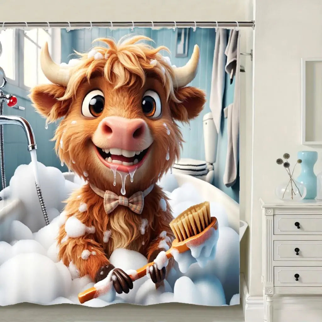 Whimsical Donkey Shower Curtain with Hooks - Machine Washable Polyester Bathroom Decor, Playful Bath Partition & Artistic Animal Design for Home, Elegant Shower Curtain, Home Decoration, Fun Decor, Durable Fabric, Home Decorators