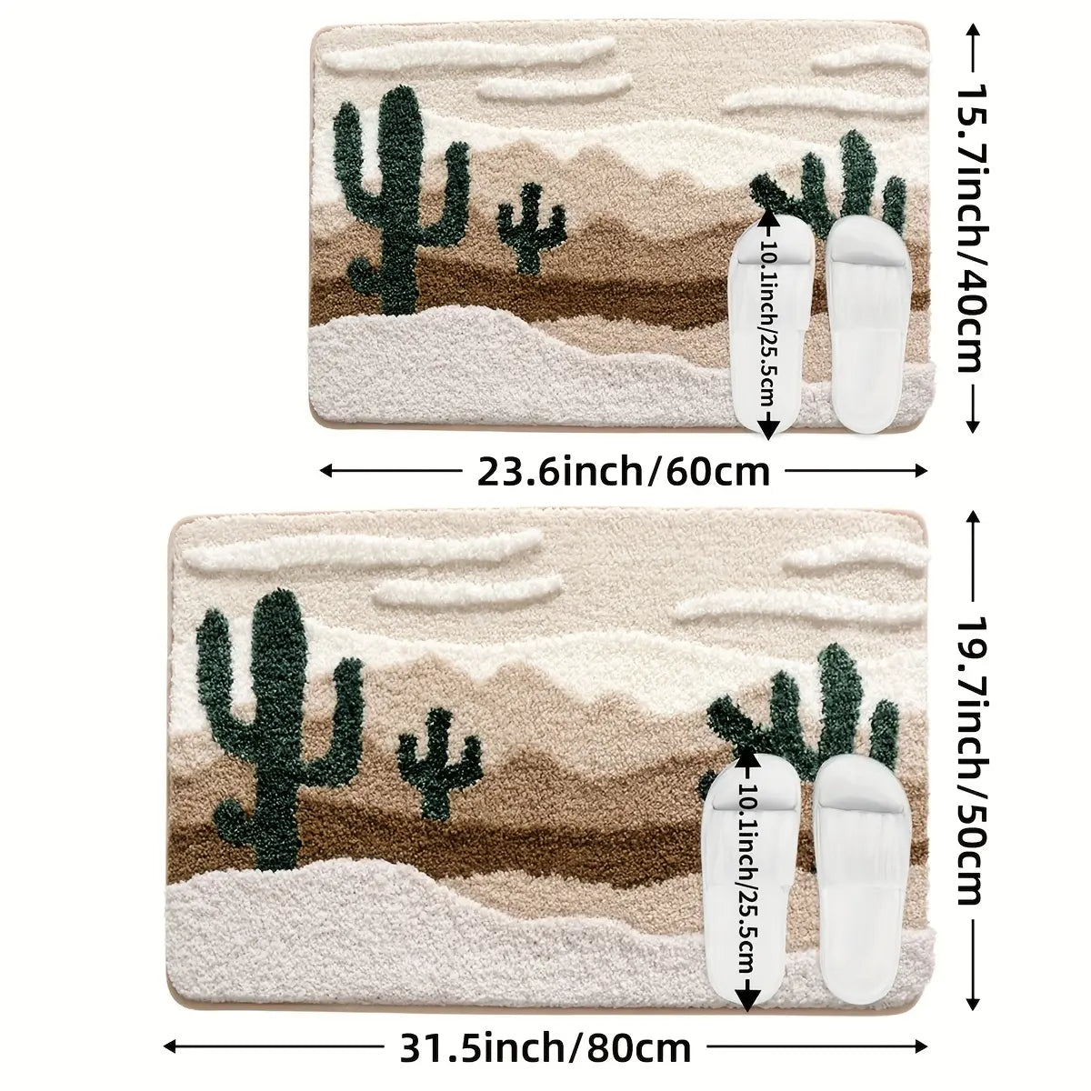 1pc Premium Rectangle Desert Pattern Bathroom Rug - Absorbent, Non-Slip, Comfortable - for Bathroom Floor, Home Decor, Christmas Gift