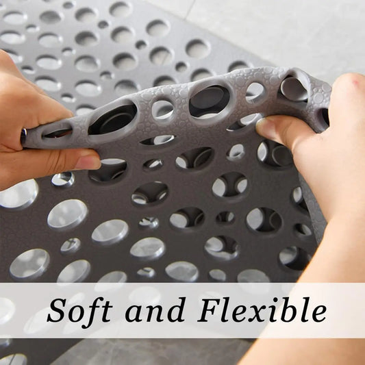 Non Slip Shower Mat Extra Large Bath Tub Mat with Strong Suction Cups and Drain Holes Waterproof Anti Skid Bathroom Floor Mat for Indoor Outdoor Use
