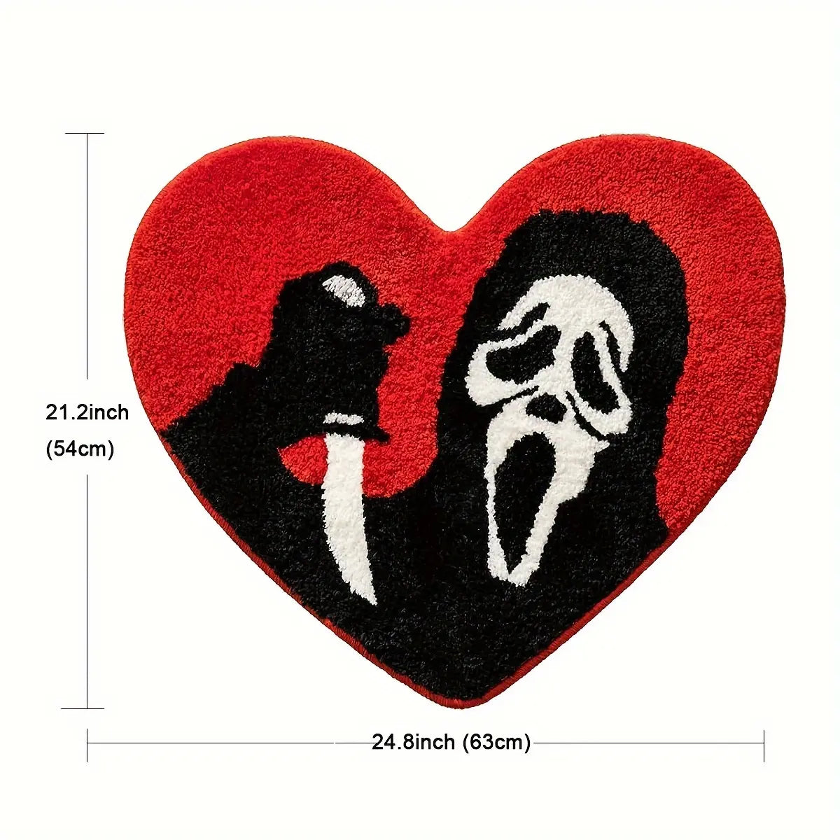 Classic Ghost-Heart Gothic Bathroom Floor Mat - Pink Non-Slip Washable, Water Absorbent Easy Clean Bath Mat for Halloween Spooky Bathroom Decor, Sohochic