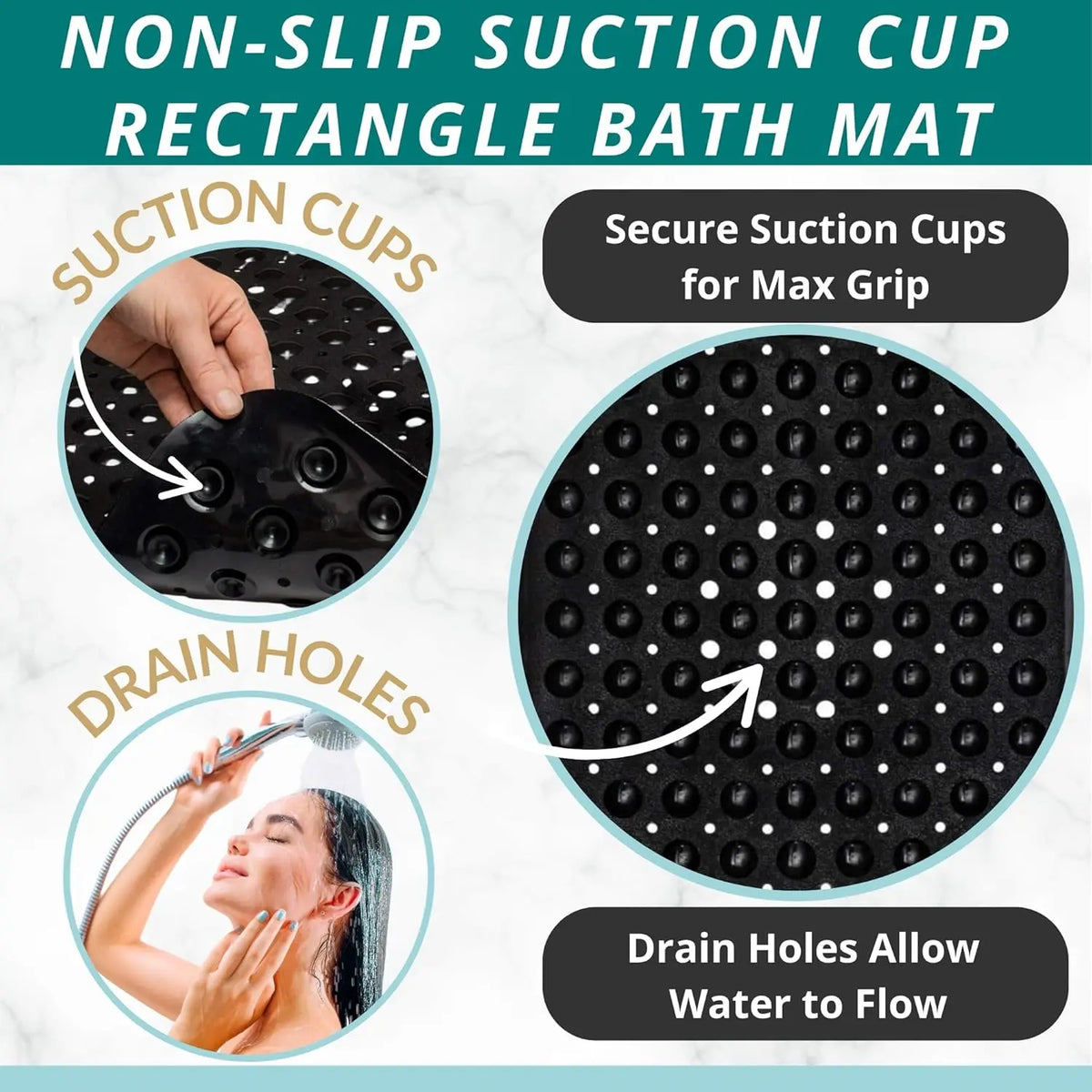 Large PVC Non-Slip Bath Mat 40x16 Inch (100x40 Cm), Multiple Colors Available, Ideal for Bathroom Home Car Hotel Use, Non Slip Mats