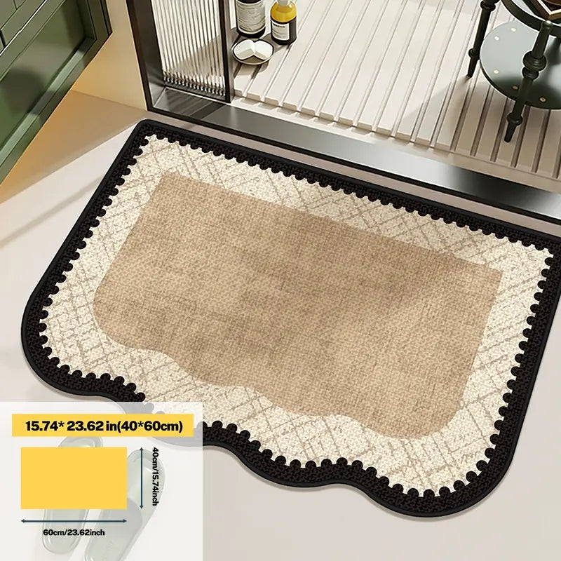 Bathroom Mat, Breathable Quick-Dry Fiber, Non-Slip Bottom, Suitable for Bathrooms and Laundry Areas