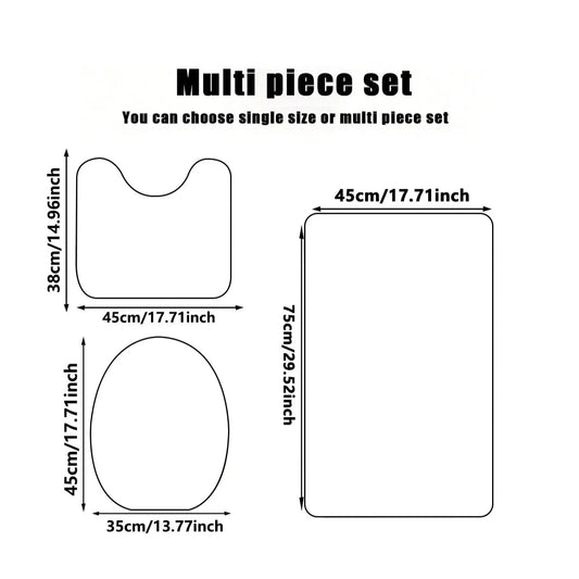 3-Pc White Faux-Rabbit Fur Bath Mat Set｜Machine-Washable Quick-Absorb Non-Slip for Tub/Toilet/Vanity, Multi-Size Warm Gift, Absorbent Bathroom Mats, Bathroom Mat Set, Nonslip Bathroom Rugs