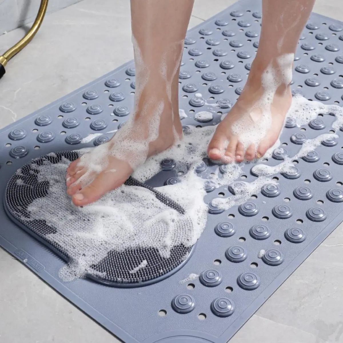 Non-Toxic Synthetic Bathroom Rug, Non-Slip Shower Bath Mat with Suction Cups, Quick-Drain Textured Surface, Water-Absorbent, Easy-to-Clean for Home Use, Non Slip Mats