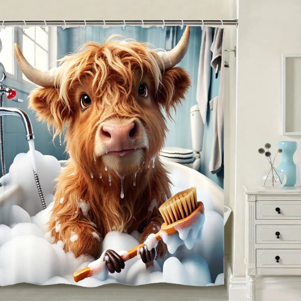 Whimsical Donkey Shower Curtain with Hooks - Machine Washable Polyester Bathroom Decor, Playful Bath Partition & Artistic Animal Design for Home, Elegant Shower Curtain, Home Decoration, Fun Decor, Durable Fabric, Home Decorators