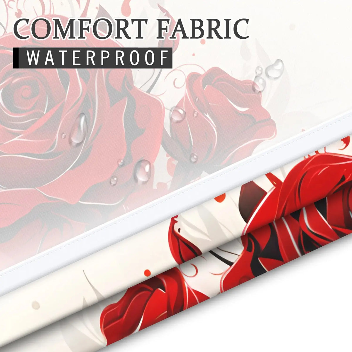 LVRLVR 1pc Romantic Red Rose Floral Flower Decorative Shower Curtain and Liner with Sheer Top Window, Detachable Liner & No Hook C-Ring, 70.8" x 74"