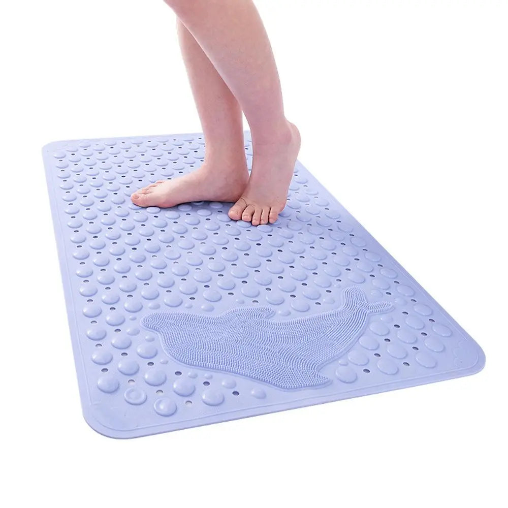 1pc PVC Bathtub Mat with Drain Holes, Nonslip Bathtub Mat, Non-Slip Bathroom Mat with Suction Cups, Perfect Anti-Slip Safety Mat for Secure Bathing, Dophin Pattern Shower Mat Bath Mat, Bathroom Floor Mat, Bathroom Accessory, Bathroom Supplies