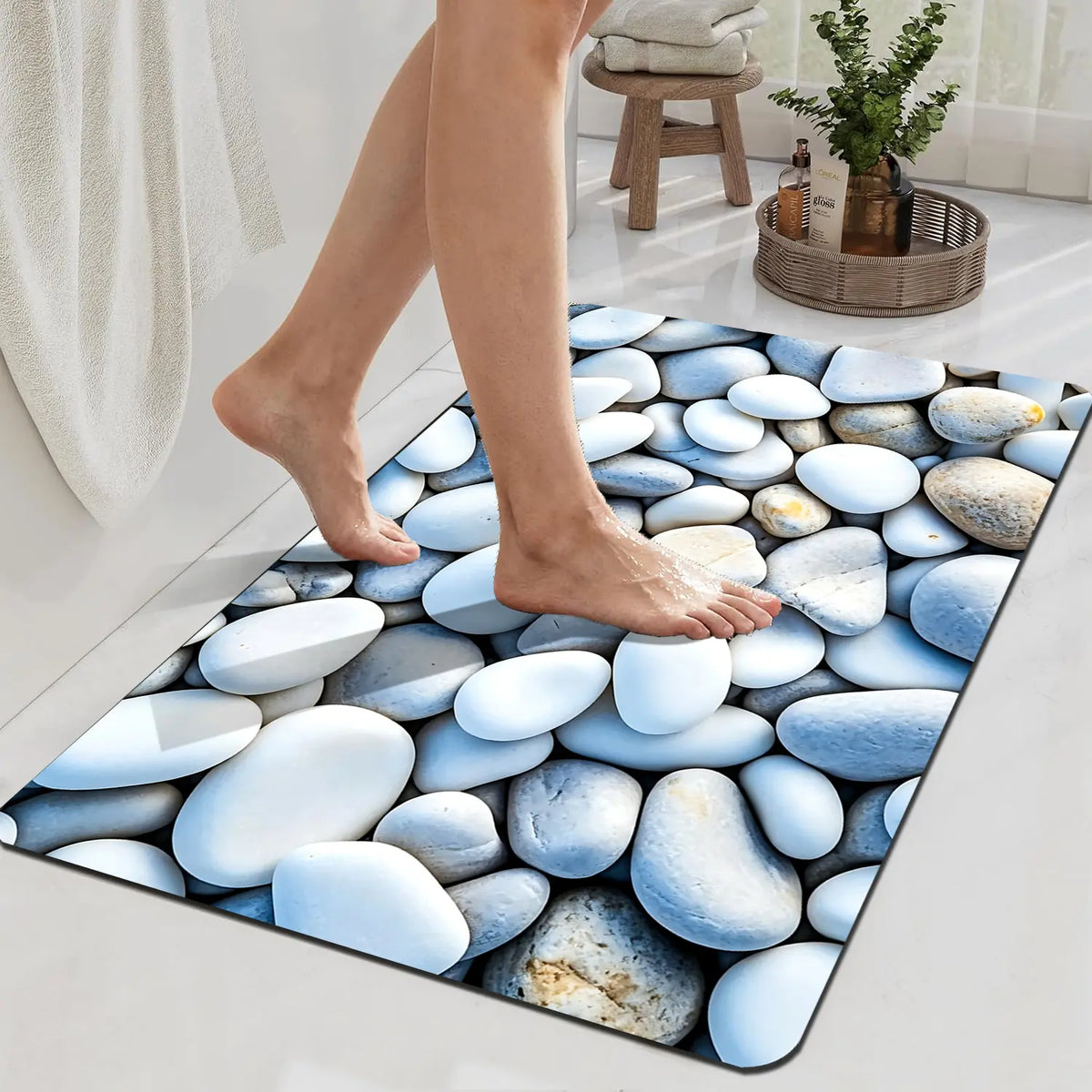 1pc Diatomite Bath Mat Suitable for Shower, Bathtub & Door - Super Absorbent Quick-Dry Non-Slip Bath with Soft Diatom Mud & Backing, Modern Bath Carpet for Bathroom, for Home Decor