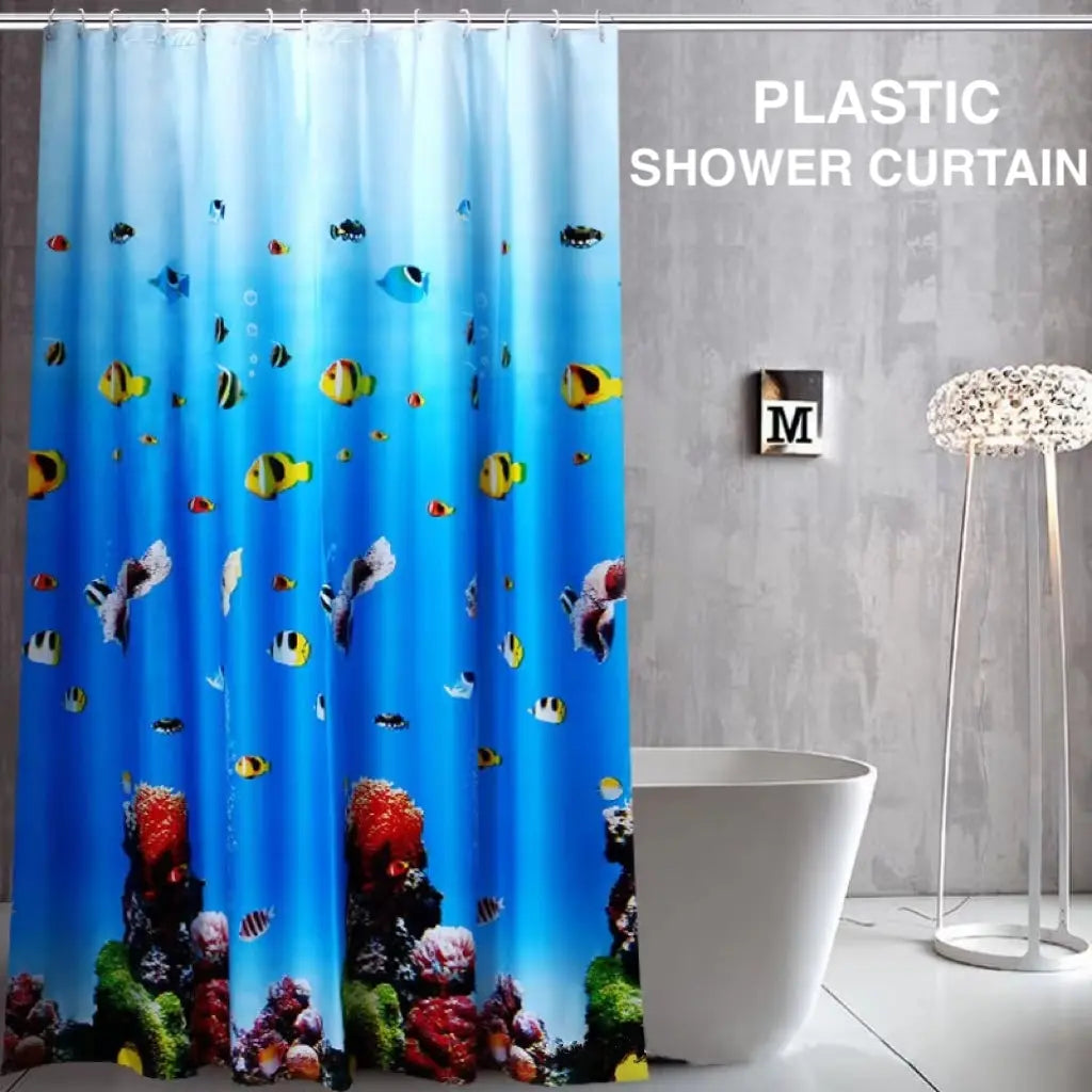 1pc Underwater World Theme Printed Shower Curtain, Coral Bath Curtain Liner with Metal Grommets, Durable Bathroom Curtain for Hotels Dorms Apartments Bathroom Accessories Bath Curtains Shower
