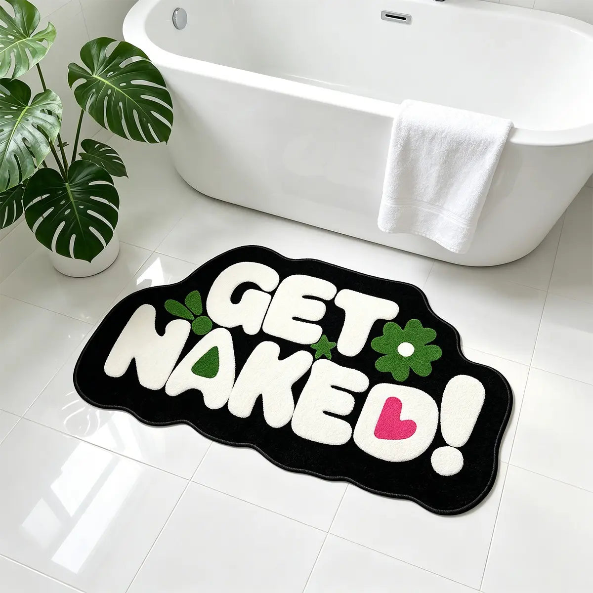 Get Naked Funny Bathroom Rug, Non-Slip Entry Mat, Soft Bath Mats, Nonslip Bathroom Rugs, Washable Bathroom Rugs, Soft Comfortable Washable Carpet, Home Decor for Bedroom Living Room, Gift Idea