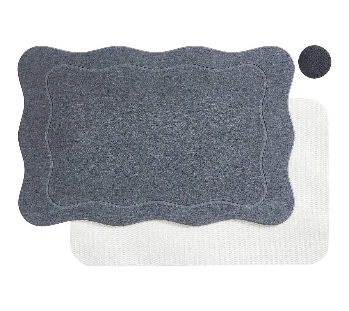 VCNY Home Grey Carved Scallop Diatomite Stone Bath Mat