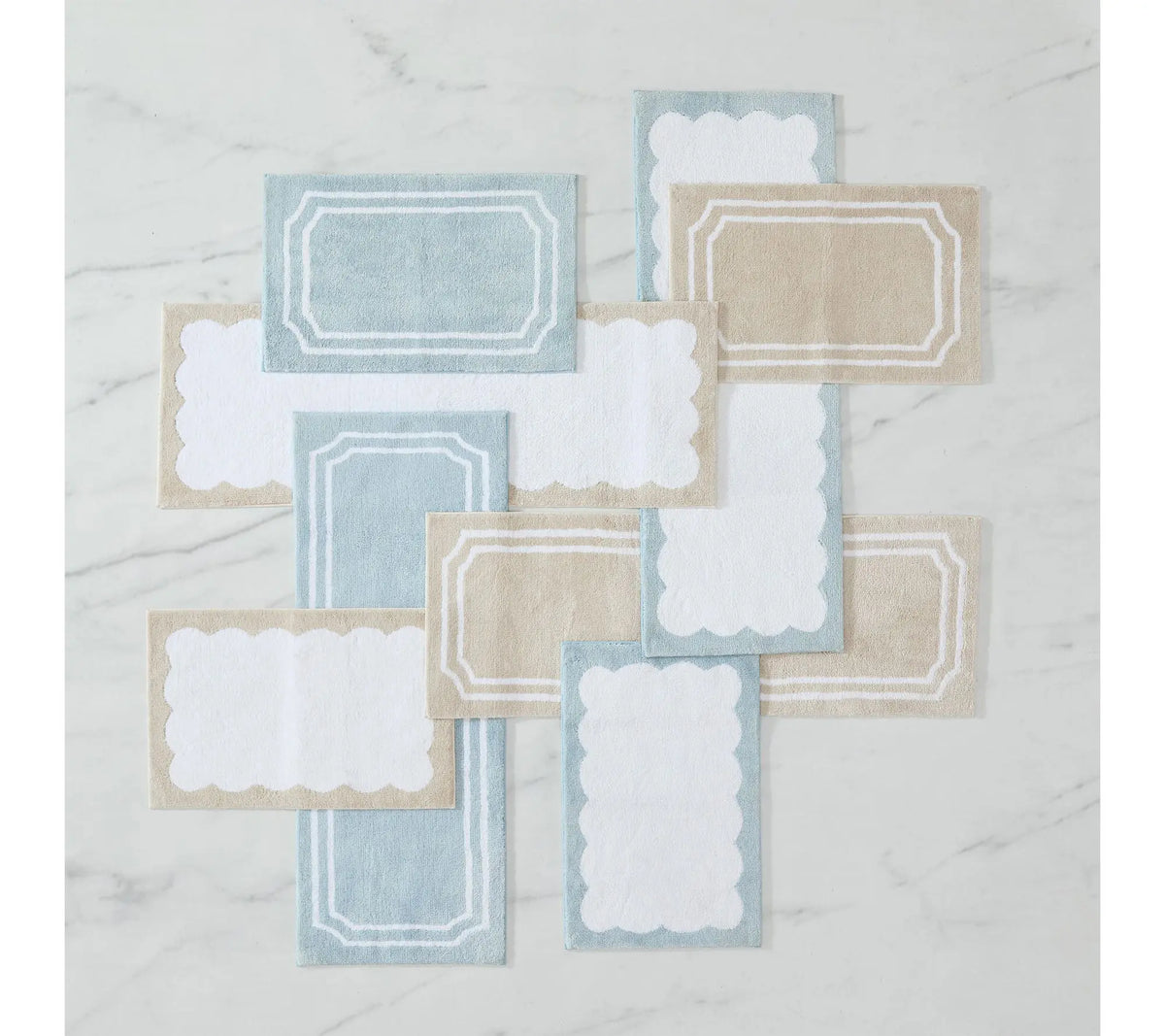 Martha Steweart Bedford Scallop White/Linen 34X21 Bath Rug