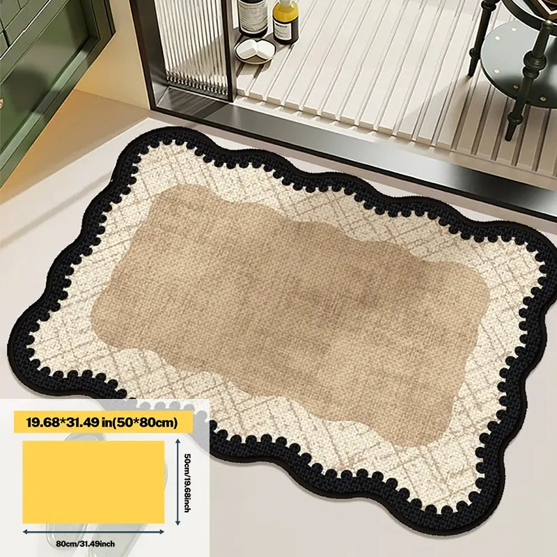 Bathroom Mat, Breathable Quick-Dry Fiber, Non-Slip Bottom, Suitable for Bathrooms and Laundry Areas
