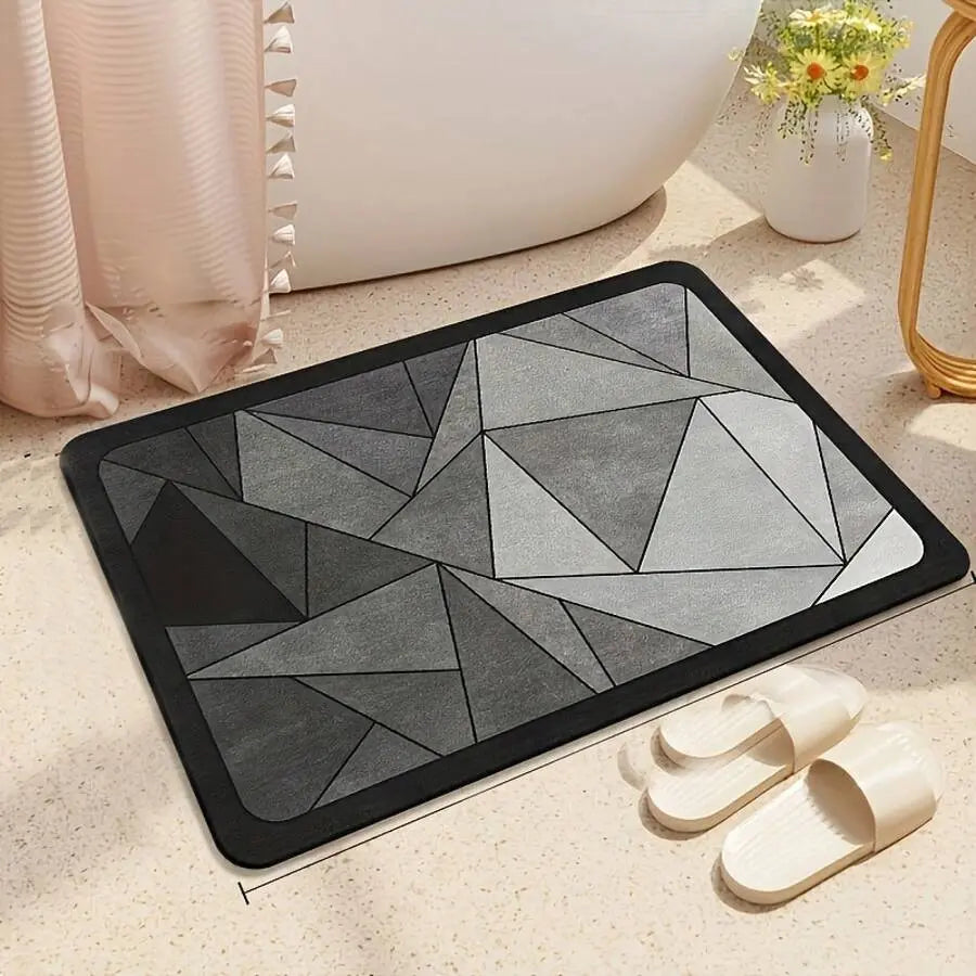 Diatomaceous Earth Stone Bath Mat - Anti-Slip, Super Absorbent Fast-Dry Rectangle Bathroom Rug, Decorative Accessory for Modern Bath Look, Slip-Safe Shower Rooms, Doorways