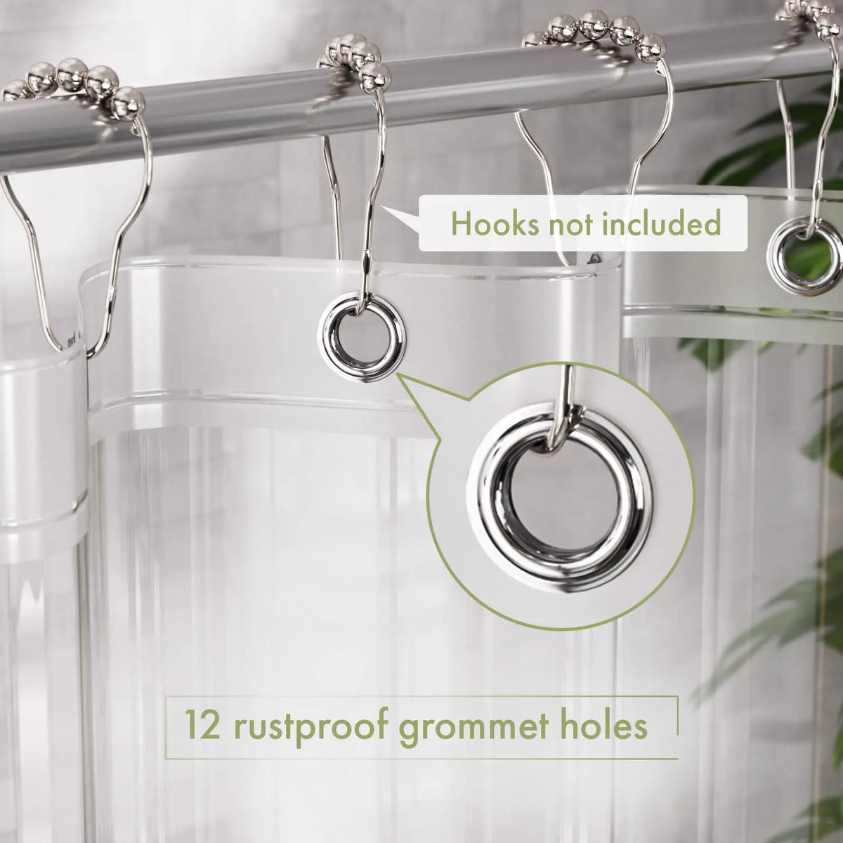 AmazerBath 3G PEVA Shower Curtain Liner - Lightweight Waterproof Plastic Bathtub Liner with Weighted Magnets, Decorative Metal Installation-Friendly Bathroom Accessory for Campers & Hotels, Fits Straight Rod, Enhances Waterproofing to Keep Floor Dry