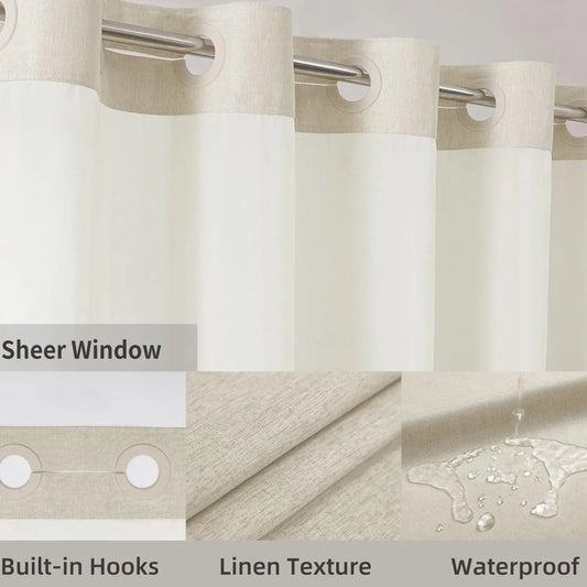 Double Layer Decorative Shower Curtain, Minimalist Waterproof Bathroom Curtain, Modern Interior Decor, for Home, Hotel, Salon & Dormitory