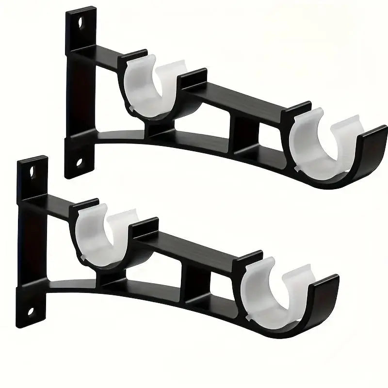 Double Curtain Rod Bracket, Heavy-duty Curtain Rod Bracket, Buckle Design Curtain Rod Rack for Secure Hanging, Curtain Rod Accessories, Curtain Rod Holders