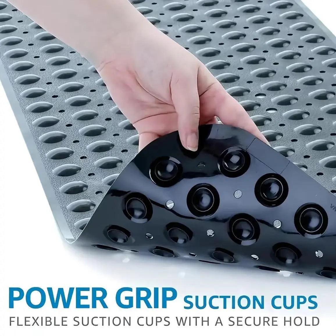 Bathroom Essentials Mat 40x16 Inch,Non Slip Mat With Strong Suction Cups,Large Machine Washable Shower Rug,Drain Holes Keep Tub Clean,Waterproof Mold Resistant Rubber PVC Mat,Blue Black Transparent Light Gray,Bathroom Supplies,Holiday Gift For Family, Bat