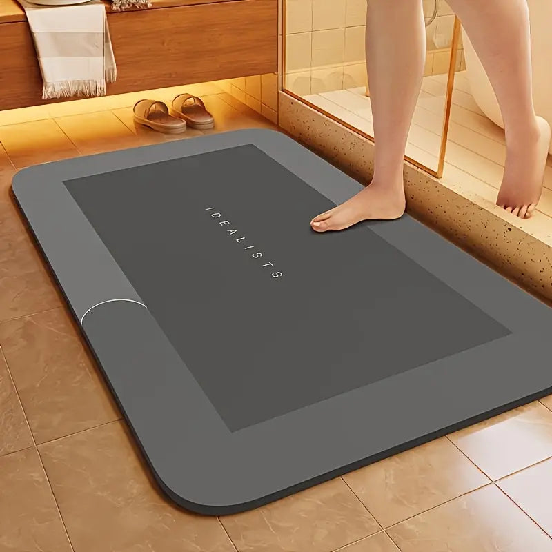 Modern Rectangle Diatomaceous Earth Bath Mat - 2 Sizes, 25mm, Rubber Backing, Non-Slip, Super Absorbent, Quick-Dry, Machine Washable, Ideal for Bathroom & Kitchen Doorway, Diatomaceous Earth Mat, Quick Drying Mat