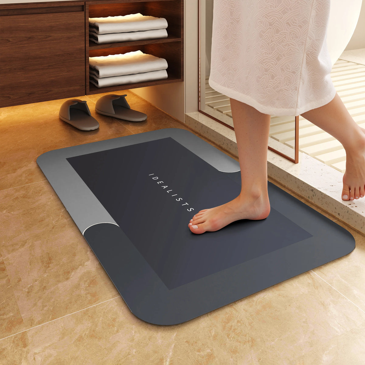 Premium Quick-Dry Bathroom Mat-Ultra-Absorbent Thin Diatomite Bath Mat-Rubber Backing Thin Non-Slip Machine Washable and Mildew-Resistant Rug for Shower,Kitchen,Laundry Room and More with Geometric Design and Easy Cleaning  Halloween & Christmas Gift