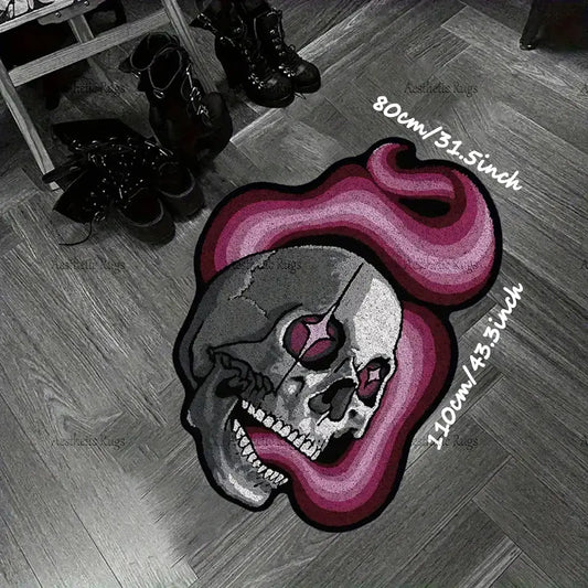 Gothic Skull Bath Mat Plush Rug, Bathroom Mats, Bathroom Rugs, Halloween Horror Style Carpet, Comfortable Bathroom Bedroom Floor Mat, Soft Bathroom Mat, Water Absorbent Bathmat, Bath Matts for Bathroom