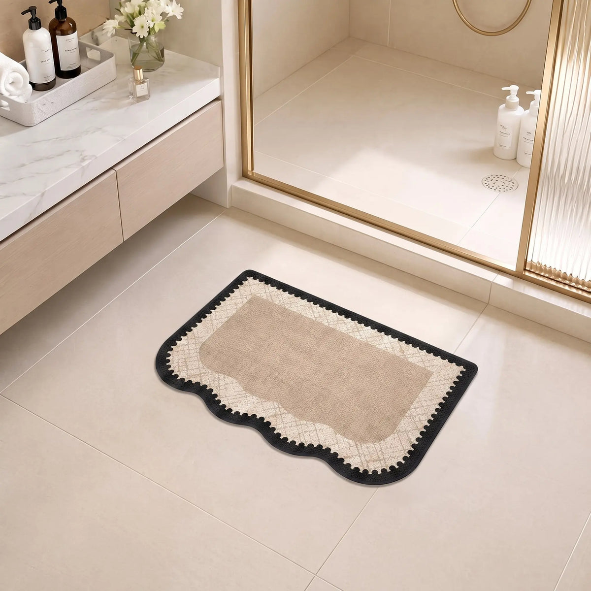 Bathroom Mat, Breathable Quick-Dry Fiber, Non-Slip Bottom, Suitable for Bathrooms and Laundry Areas