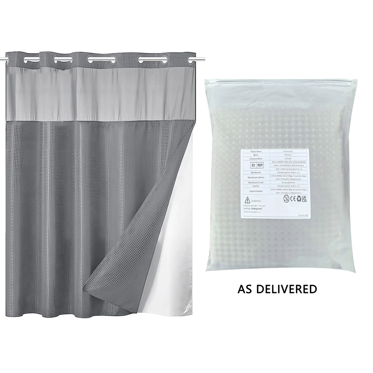 Waffle Texture Modern Waterproof Shower Curtain, Decorative Bathroom Accessory for Hotel, Salon & Dormitory Decor #GLOBAL PICKS