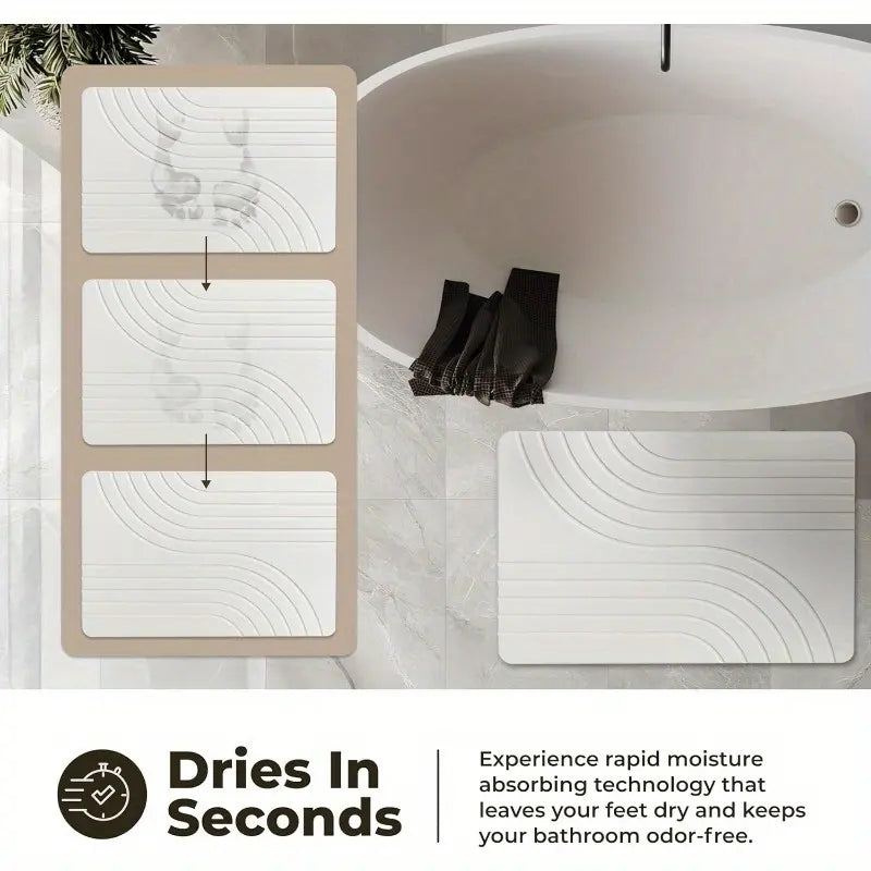 Rectangle Sandstone Diatomaceous Earth Bath Mat - Non-Slip, Quick-Drying, Absorbent, Plain Modern Aesthetic, Hand Wash Only, 23.5x15in Indoor Bathroom Accessory for Shower, House Accessories, Bath Decor