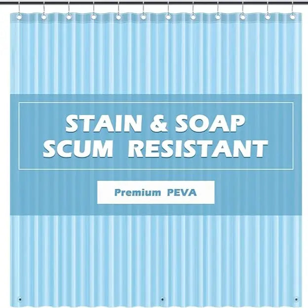 Sohochic PEVA Plastic Lightweight Waterproof Resistant Shower Curtain Liner, 72x72in No Chemical Smell, 12 Rust-Proof Metal Grommets for Straight Traditional Bathroom Installation, Easy-to-Hang Accessory for Bathrooms, Campers, Hotels, Hook