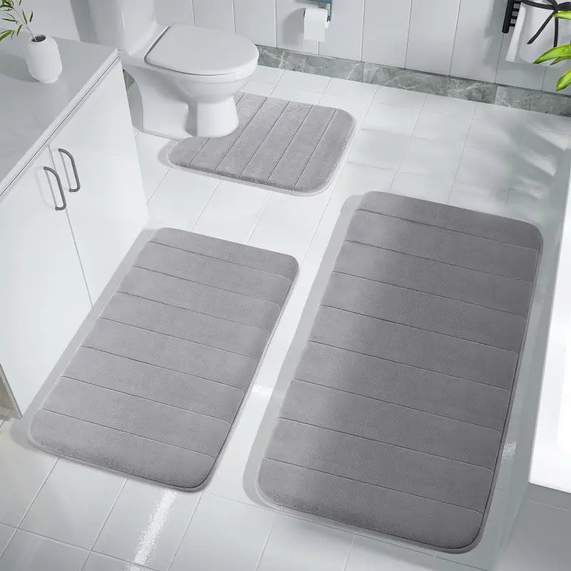 Memory Foam Bath Mat Set, Bathroom Rugs For 3pcs/ 4pcs, Toilet Mats, Soft Comfortable Memory Foam Bath Mat, Water Absorption, Non-slip Bathroom Mat Set, Thick Bathroom Rug Set, Machine Washable, Easier To Dry For Floor Mats