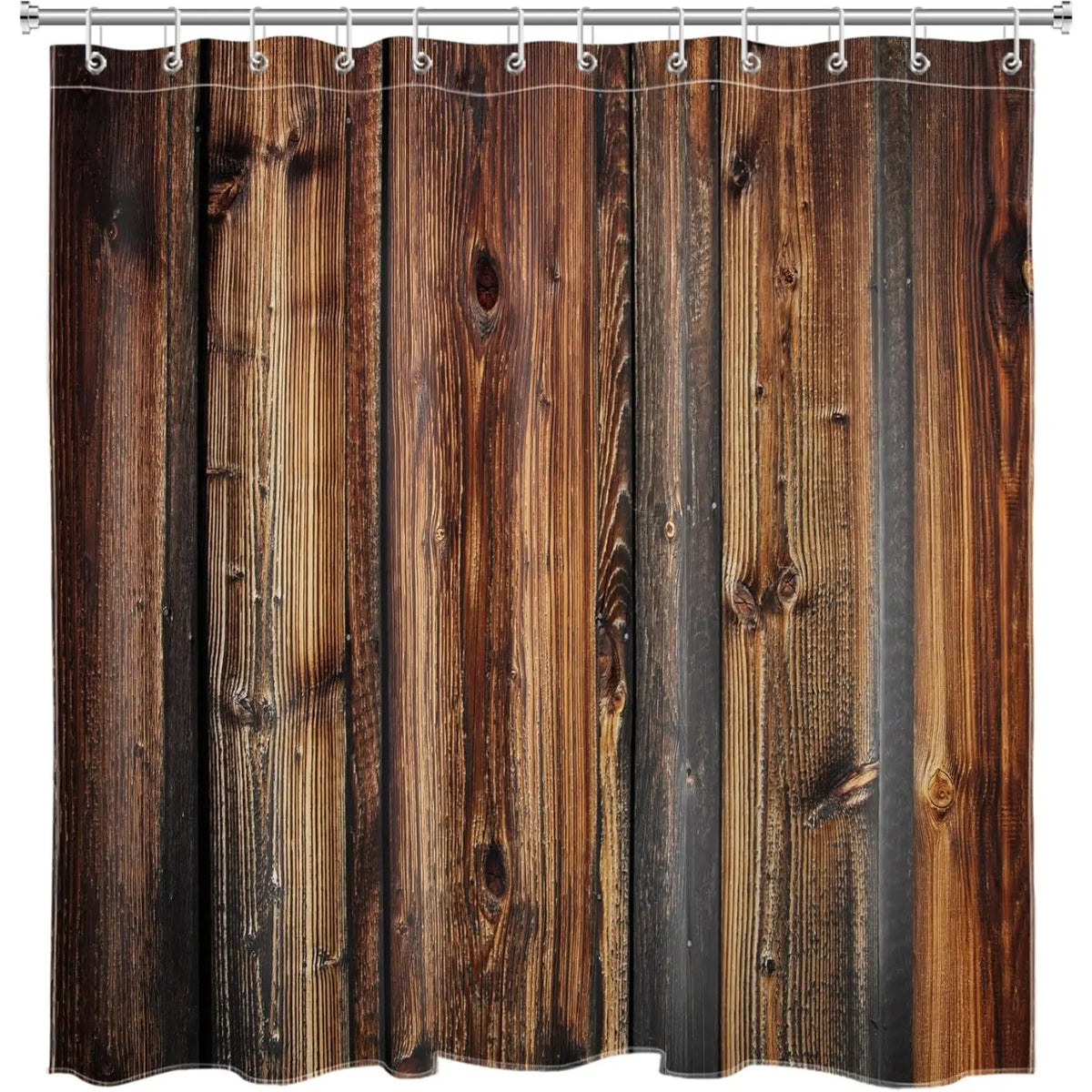 72x72 Inch Rustic Country Style Barn Door Shower Curtains Farmhouse Style Western Brown Primitive Wood Shower Curtains for Rural Life Polyester Fabric with 12 Hooks