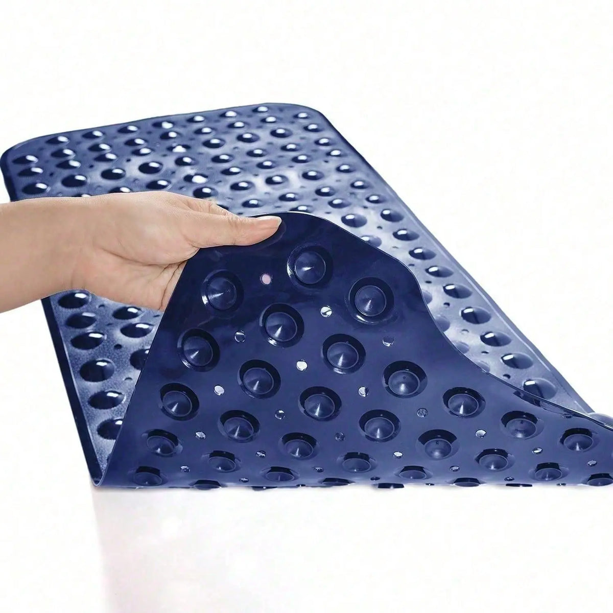 Antislip Grip PVC Bath Mat for Tub, 40x16 in Extra Long Soft Pebble Texture, Machine Washable, Fast-Drying Drainable, Strong Suction Cups, for Family, Bathroom Household Items (Blue, Clear, Light Gray, Black)