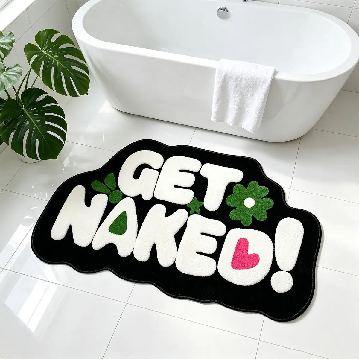 Get Naked Funny Bathroom Rug, Non-Slip Entry Mat, Soft Bath Mats, Nonslip Bathroom Rugs, Washable Bathroom Rugs, Soft Comfortable Washable Carpet, Home Decor for Bedroom Living Room, Gift Idea