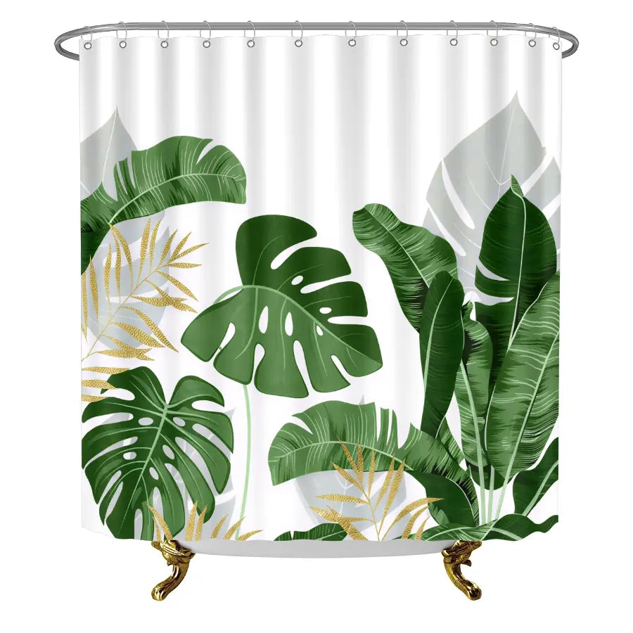 [Popular Choice] 1pc/4pcs, bathroom curtains shower, bathroom set, shower curtain set, shower curtains, Boho Shower Curtains For Bathroom, bathroom rug, bathroom mat, Monstera pattern, tropical plant themed decoration, with 12 hooks.